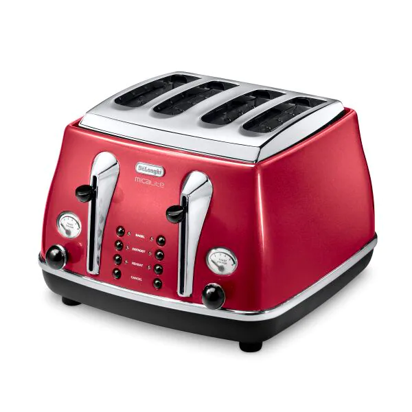 DeLonghi Icona Micalite 1800W 4 Slice Toaster Red DID.ie DID Electrical