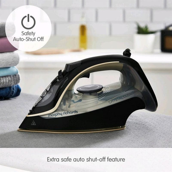 Morphy Richards Crystal Clear 35g Steam Output Steam Iron Black Gold 300302