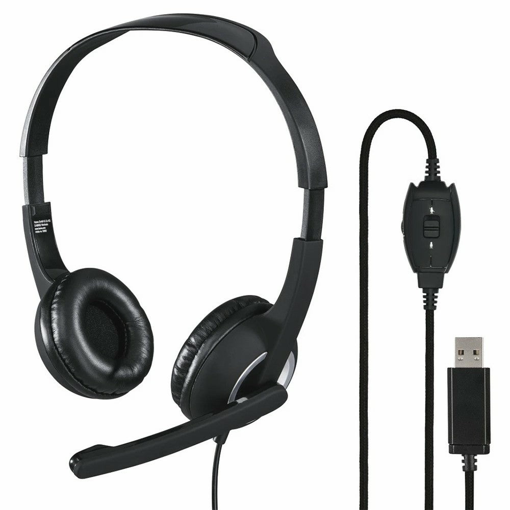 Hama HS-USB250 On-Ear Stereo Office Headset - Black | 458612 from Hama - DID Electrical