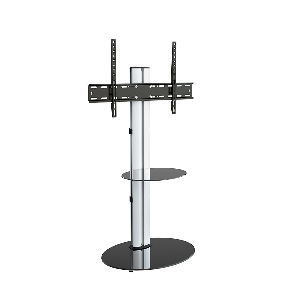 AVF Eno 60cm Oval Pedestal TV Stand with Shelf - Silver &amp; Black Glass | FSL600ENSB from AVF - DID Electrical