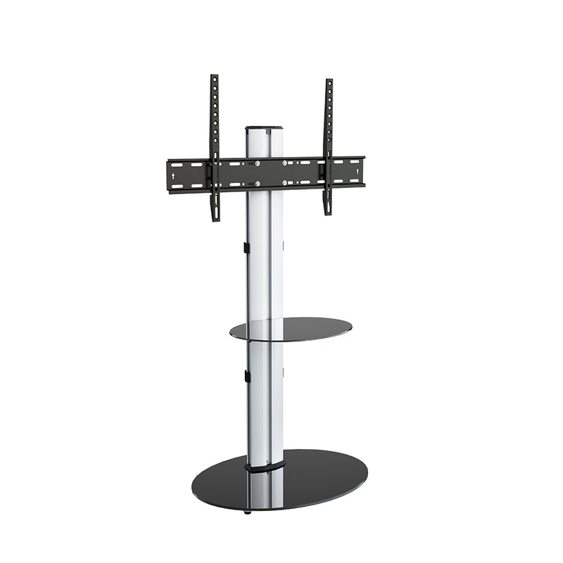 AVF Eno 60cm Oval Pedestal TV Stand with Shelf - Silver & Black Glass | FSL600ENSB from AVF - DID Electrical