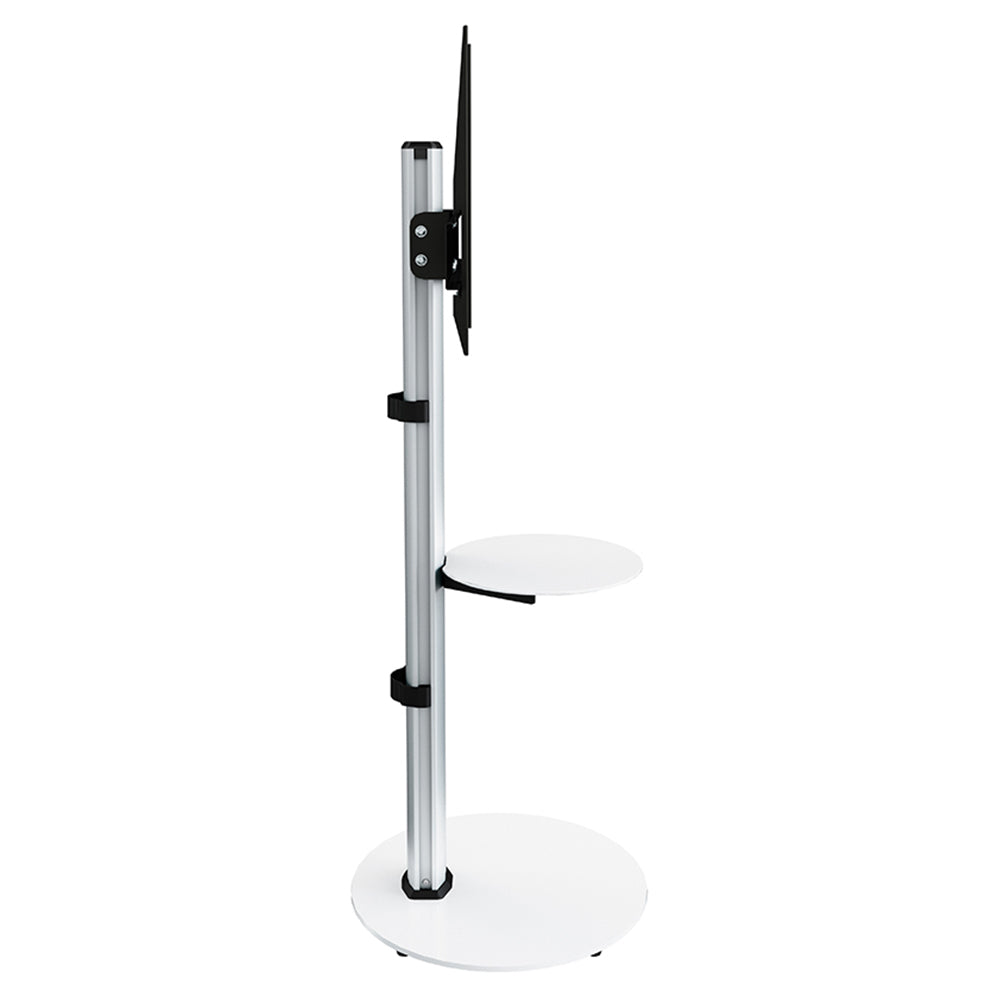 AVF Eno 60cm Pedestal TV Stand - Silver Column / White Glass Base and Shelf | FSL600ENSW from AVF - DID Electrical