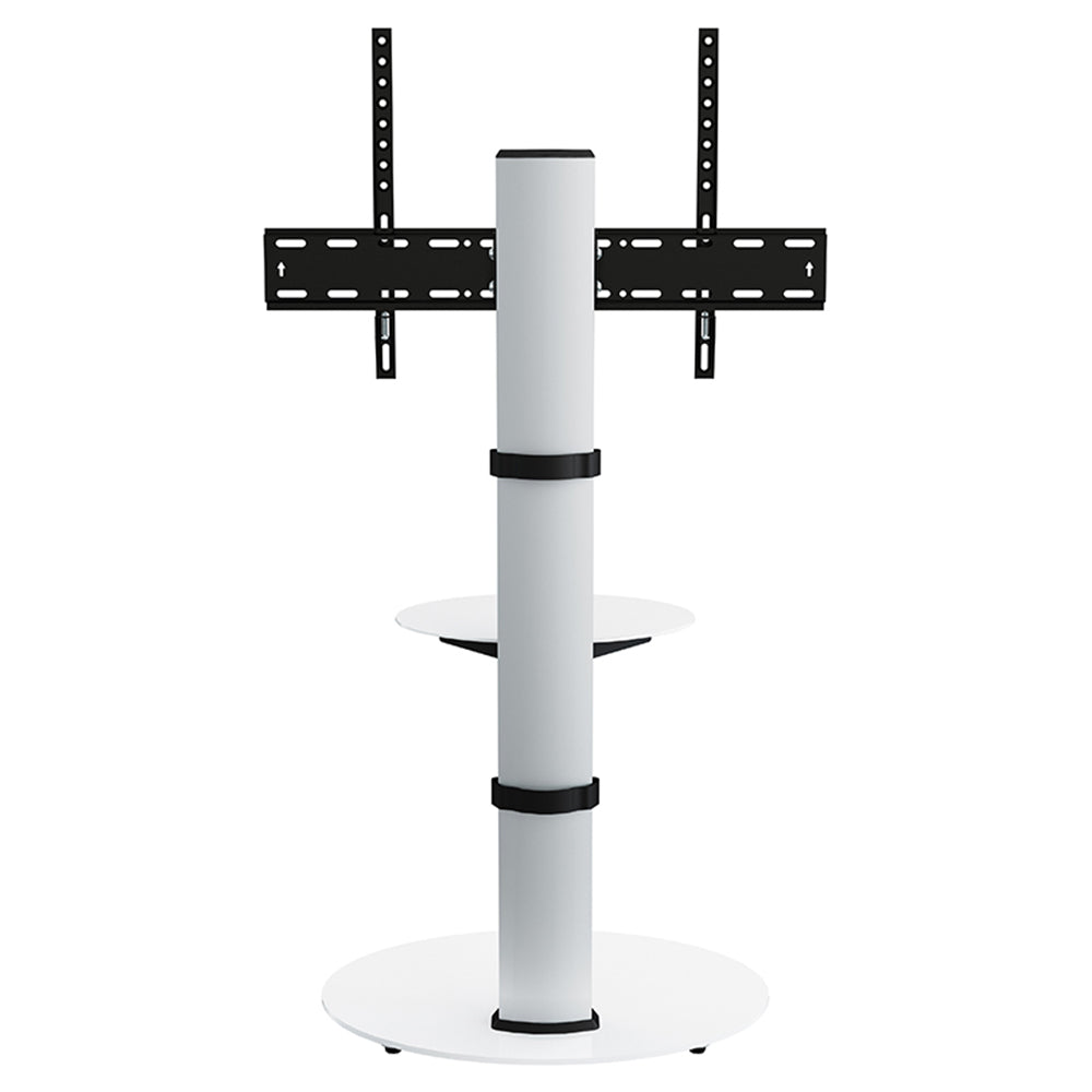 AVF Eno 60cm Pedestal TV Stand - Silver Column / White Glass Base and Shelf | FSL600ENSW from AVF - DID Electrical