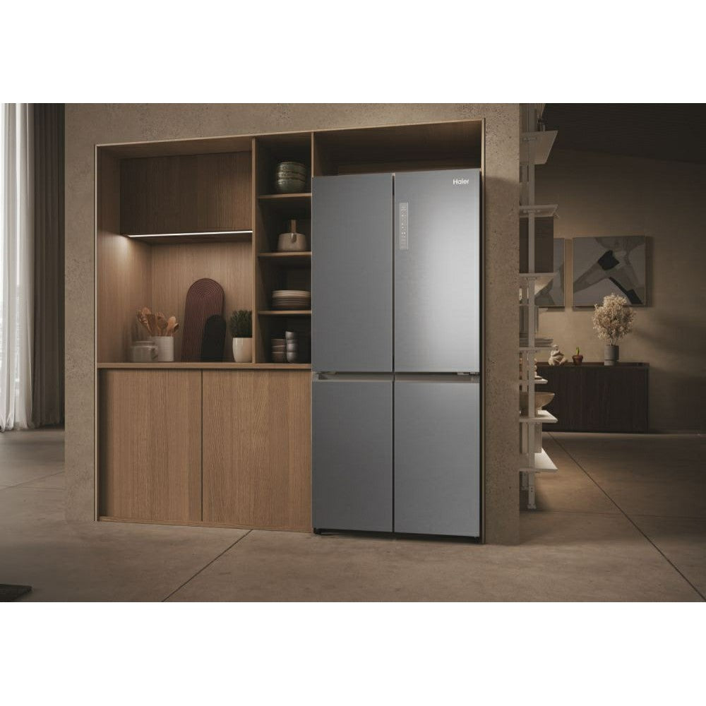 Haier Cube 83 Series 3 467L Frost Free Freestanding Multi Door Fridge Freezer - Gentle Silver | HCR3818ENMG(UK) from Haier - DID Electrical