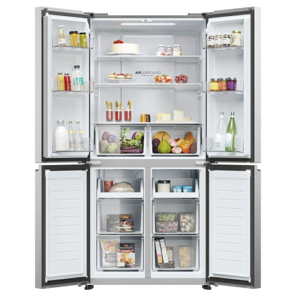 Haier Cube 83 Series 3 467L Frost Free Freestanding Multi Door Fridge Freezer - Gentle Silver | HCR3818ENMG(UK) from Haier - DID Electrical