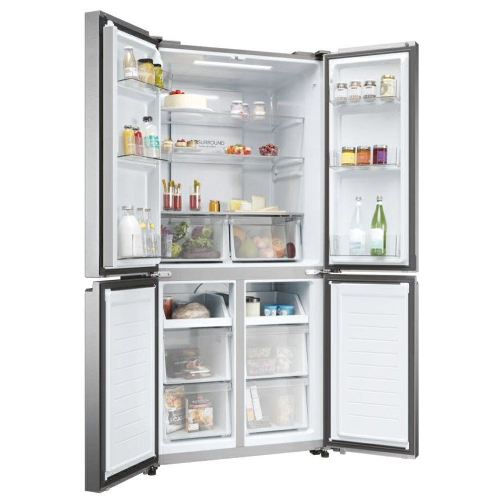 Haier Cube 83 Series 3 467L Frost Free Freestanding Multi Door Fridge Freezer - Gentle Silver | HCR3818ENMG(UK) from Haier - DID Electrical