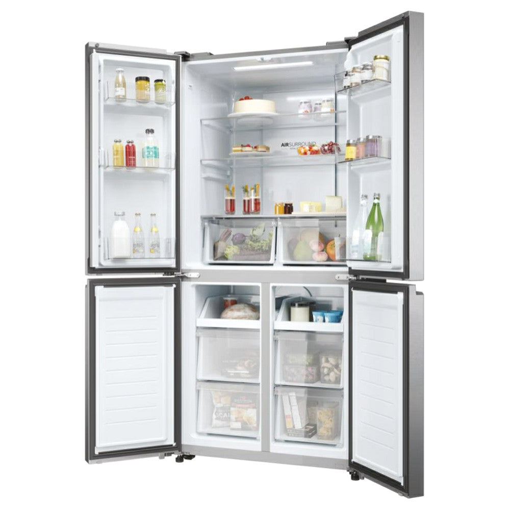 Haier Cube 83 Series 3 467L Frost Free Freestanding Multi Door Fridge Freezer - Gentle Silver | HCR3818ENMG(UK) from Haier - DID Electrical