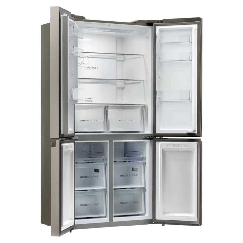 Haier Cube 90 Series 5 643L Frost Free Freestanding Multi Door Fridge Freezer - New Platinum Inox | HCR59F19ENMMUK from Haier - DID Electrical