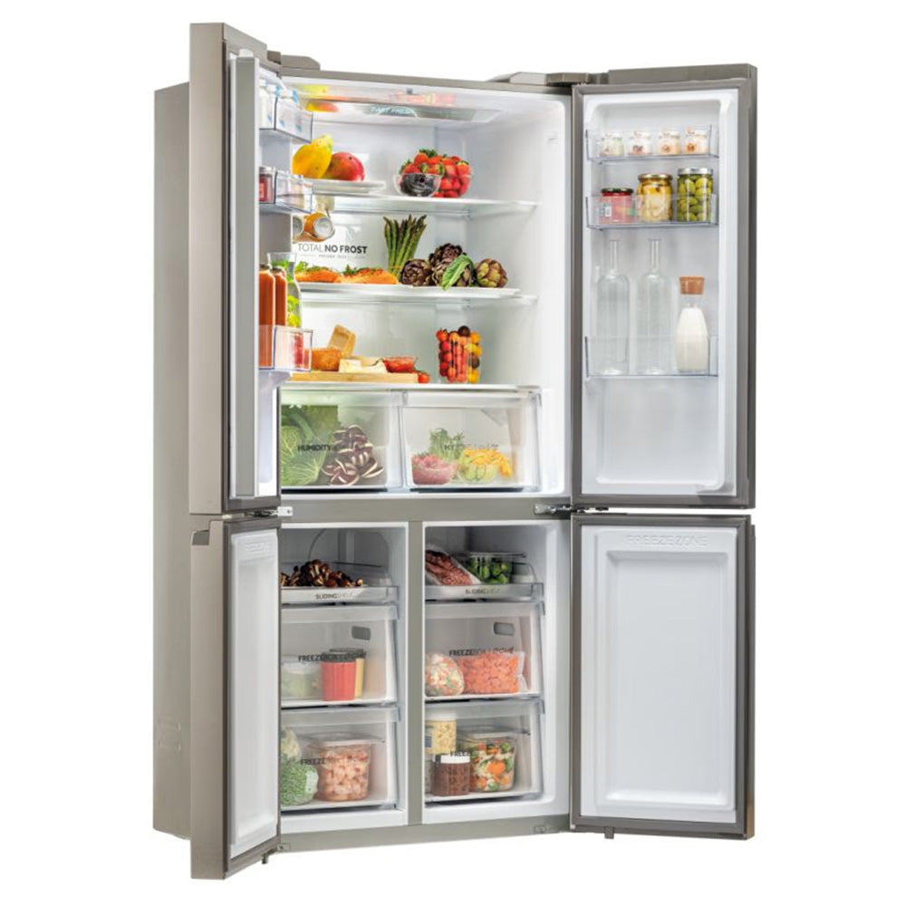 Haier Cube 90 Series 5 643L Frost Free Freestanding Multi Door Fridge Freezer - New Platinum Inox | HCR59F19ENMMUK from Haier - DID Electrical