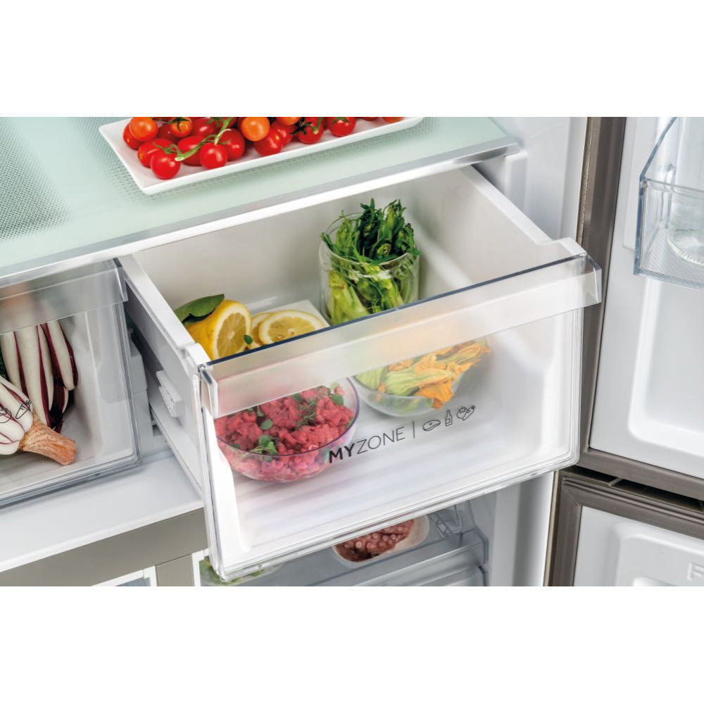 Haier Cube 90 Series 5 643L Frost Free Freestanding Multi Door Fridge Freezer - New Platinum Inox | HCR59F19ENMMUK from Haier - DID Electrical