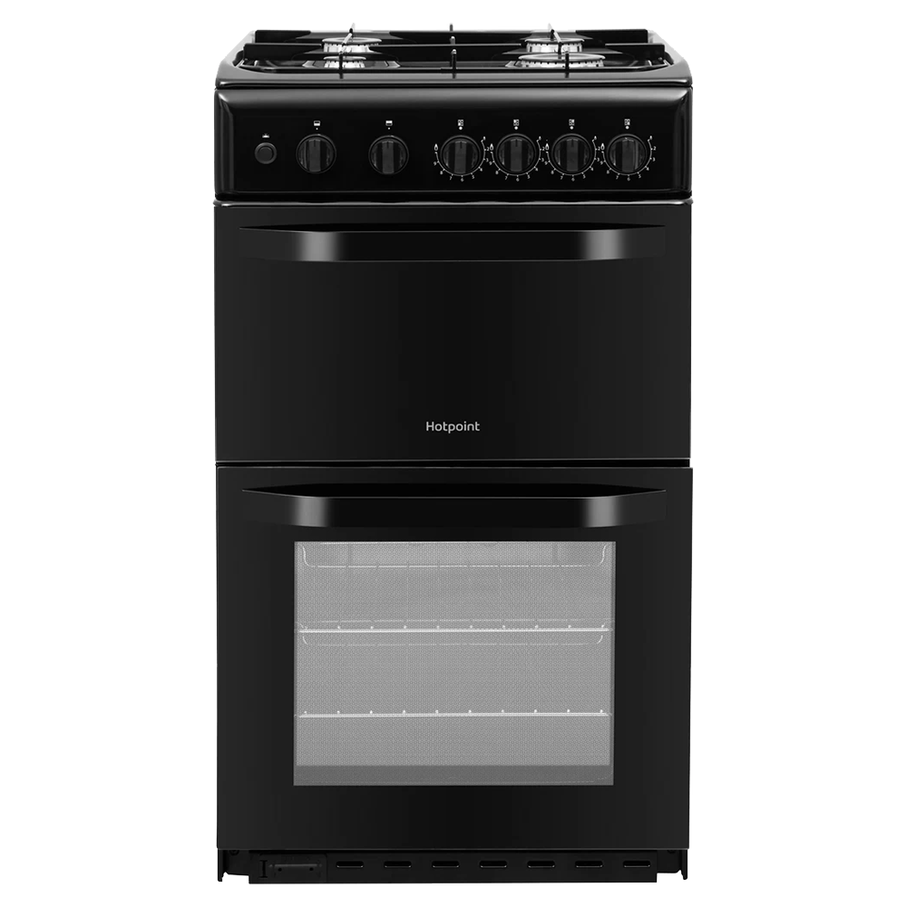 Hotpoint 50CM Freestanding Gas Double Cooker - Black | HD5G00KCB/UK from Hotpoint - DID Electrical