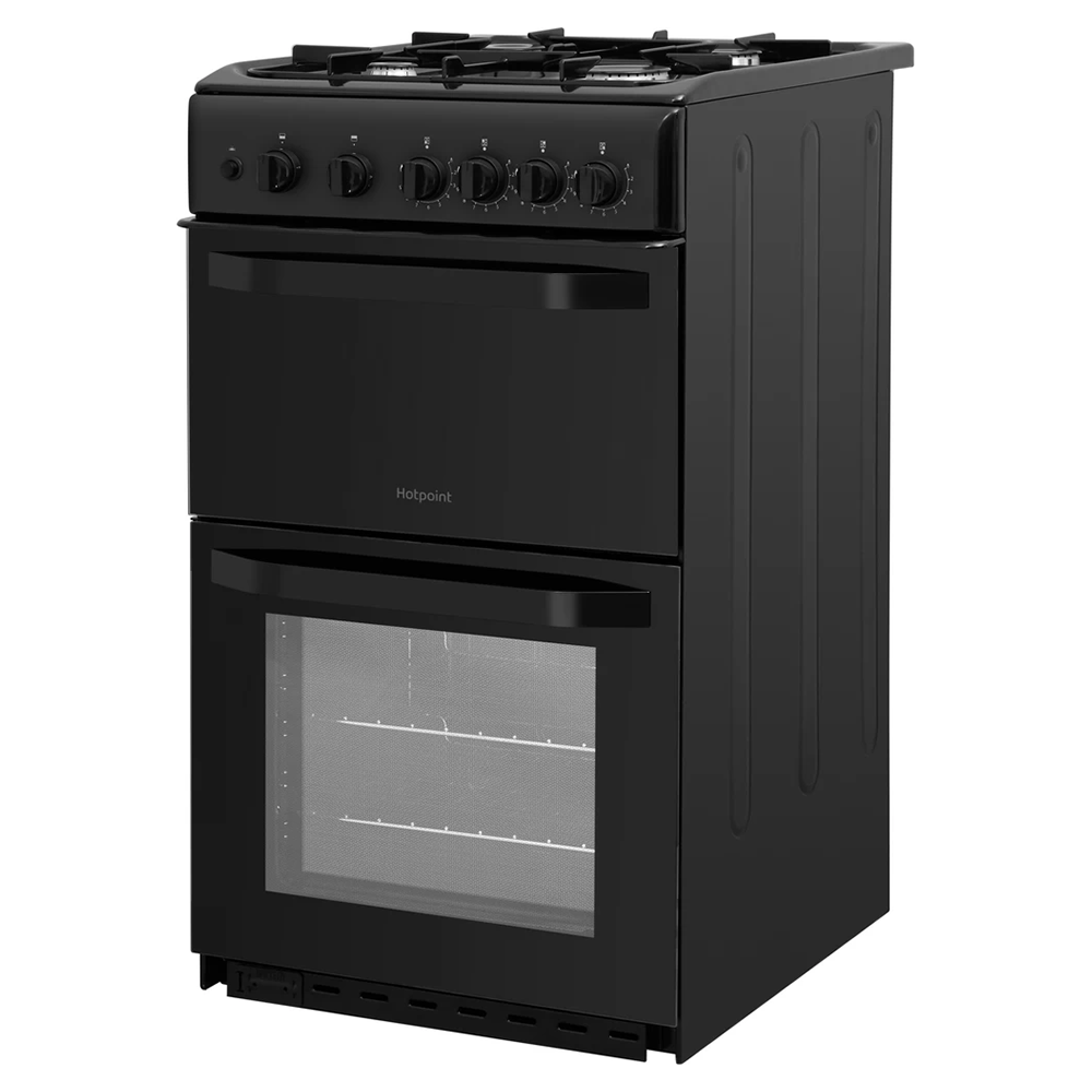 Hotpoint 50CM Freestanding Gas Double Cooker - Black | HD5G00KCB/UK from Hotpoint - DID Electrical