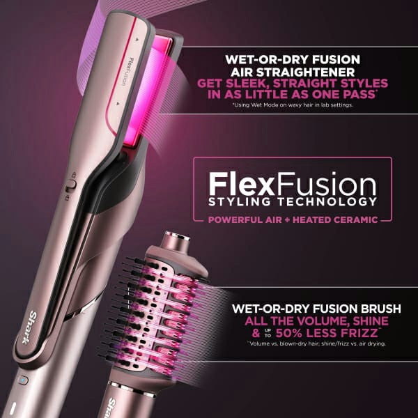 Shark FlexFusion 5-in-1 Air Styler &amp; Dryer Ceramic Straightener - Cosmic Blush | HD652SUK from Shark - DID Electrical