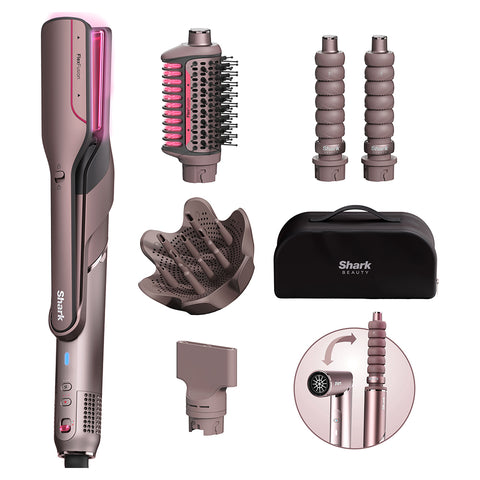 Shark FlexFusion 5-in-1 Air Styler & Dryer Ceramic Straightener - Cosmic Blush | HD652SUK