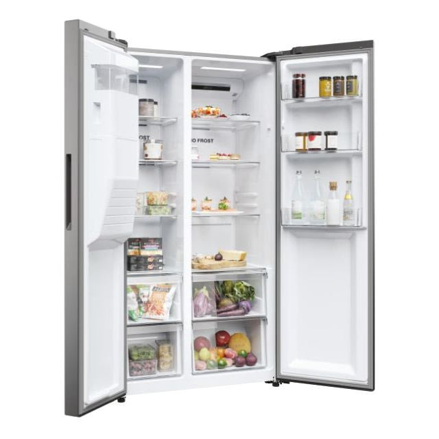 Haier SBS 90 Series 5 511L Side by Side American Style Fridge Freezer - Platinum Inox | HSR5918DIMPUK from Haier - DID Electrical