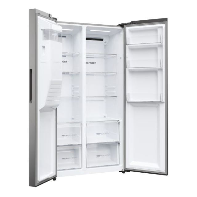 Haier SBS 90 Series 5 511L Side by Side American Style Fridge Freezer - Platinum Inox | HSR5918DIMPUK from Haier - DID Electrical