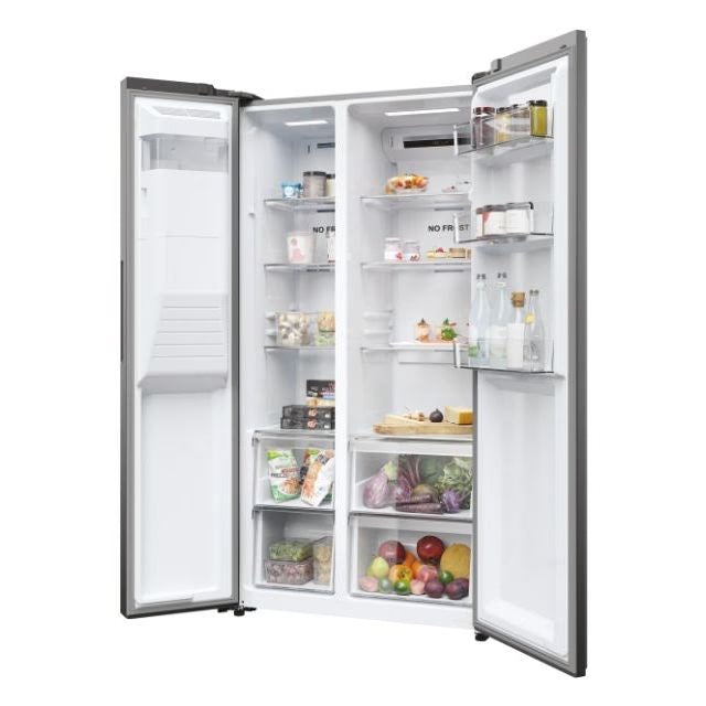 Haier SBS 90 Series 5 511L Side by Side American Style Fridge Freezer - Platinum Inox | HSR5918DIMPUK from Haier - DID Electrical