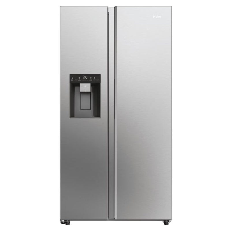 Haier SBS 90 Series 5 601L Frost Free Freestanding American Fridge Freezer - Platinum Inox | HSW59F18DIMM from Haier - DID Electrical