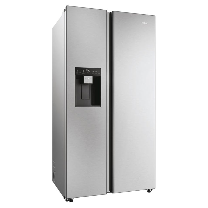 Haier SBS 90 Series 5 601L Frost Free Freestanding American Fridge Freezer - Platinum Inox | HSW59F18DIMM from Haier - DID Electrical