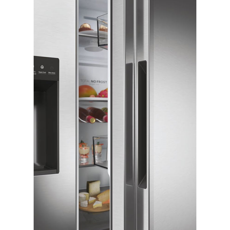 Haier SBS 90 Series 5 601L Frost Free Freestanding American Fridge Freezer - Platinum Inox | HSW59F18DIMM from Haier - DID Electrical