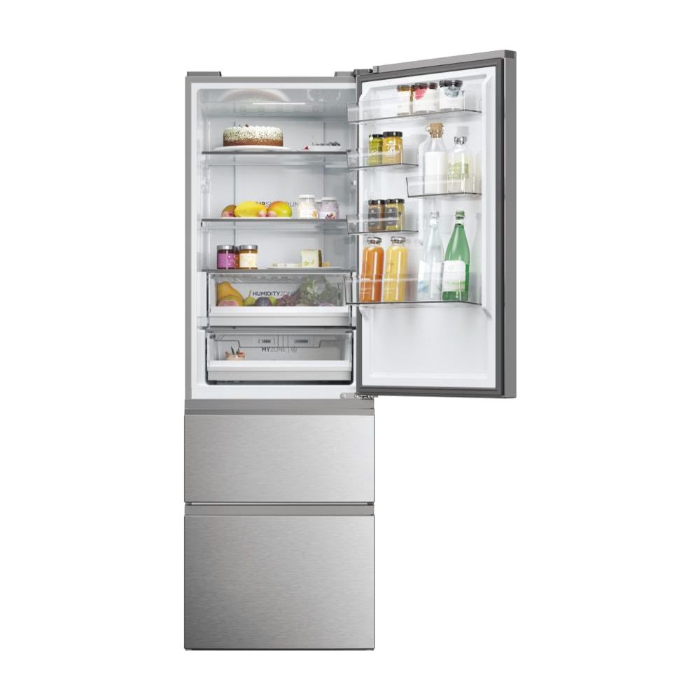 Haier 3D 60 Series 5 360L Freestanding  Fridge Freezer - Silver | HTW5618ENMG from Haier - DID Electrical