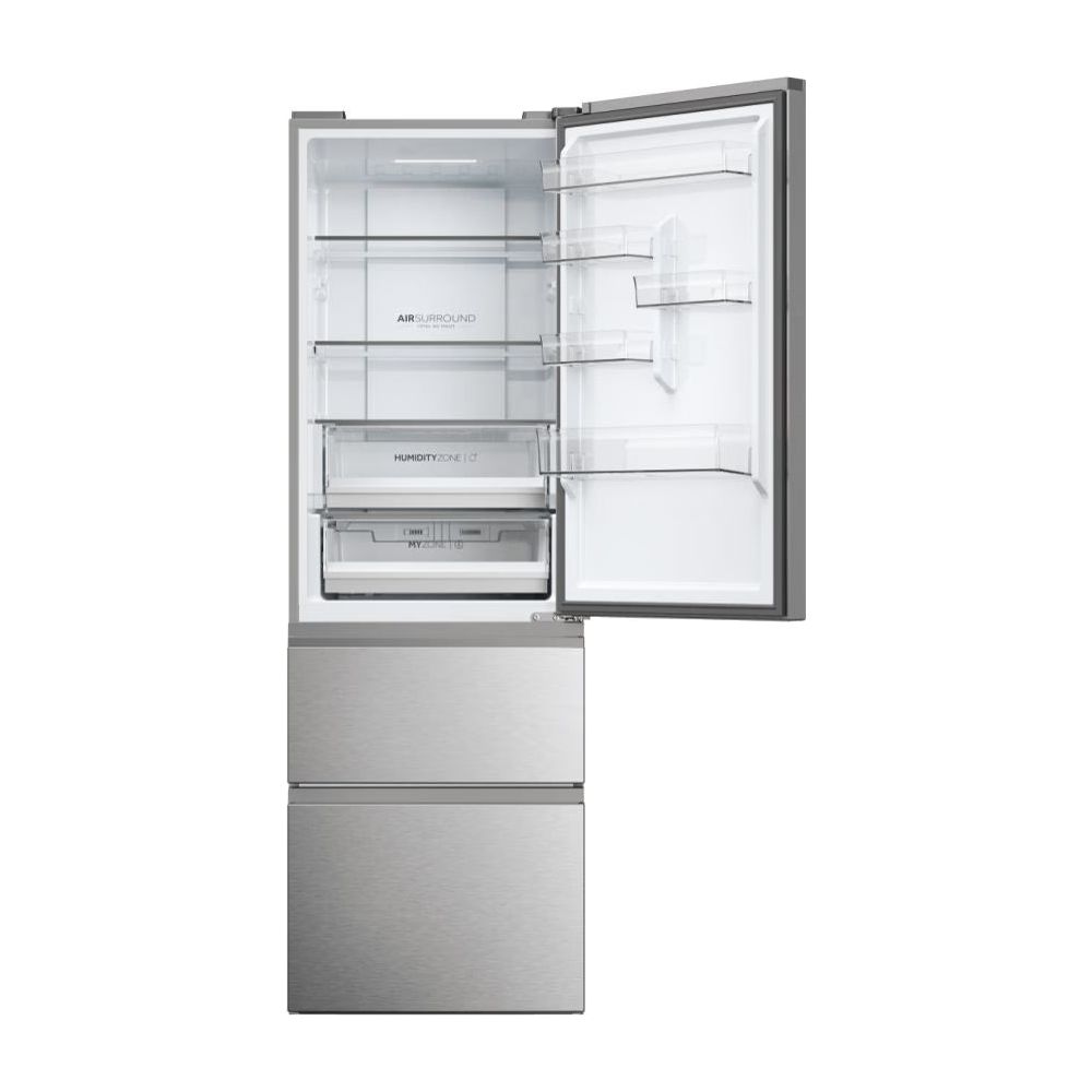 Haier 3D 60 Series 5 360L Freestanding  Fridge Freezer - Silver | HTW5618ENMG from Haier - DID Electrical