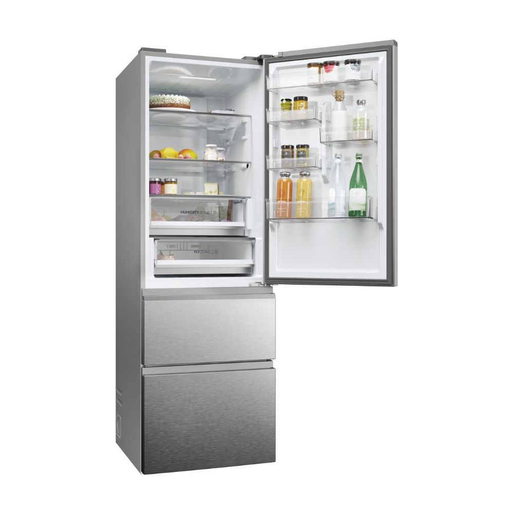 Haier 3D 60 Series 5 360L Freestanding  Fridge Freezer - Silver | HTW5618ENMG from Haier - DID Electrical