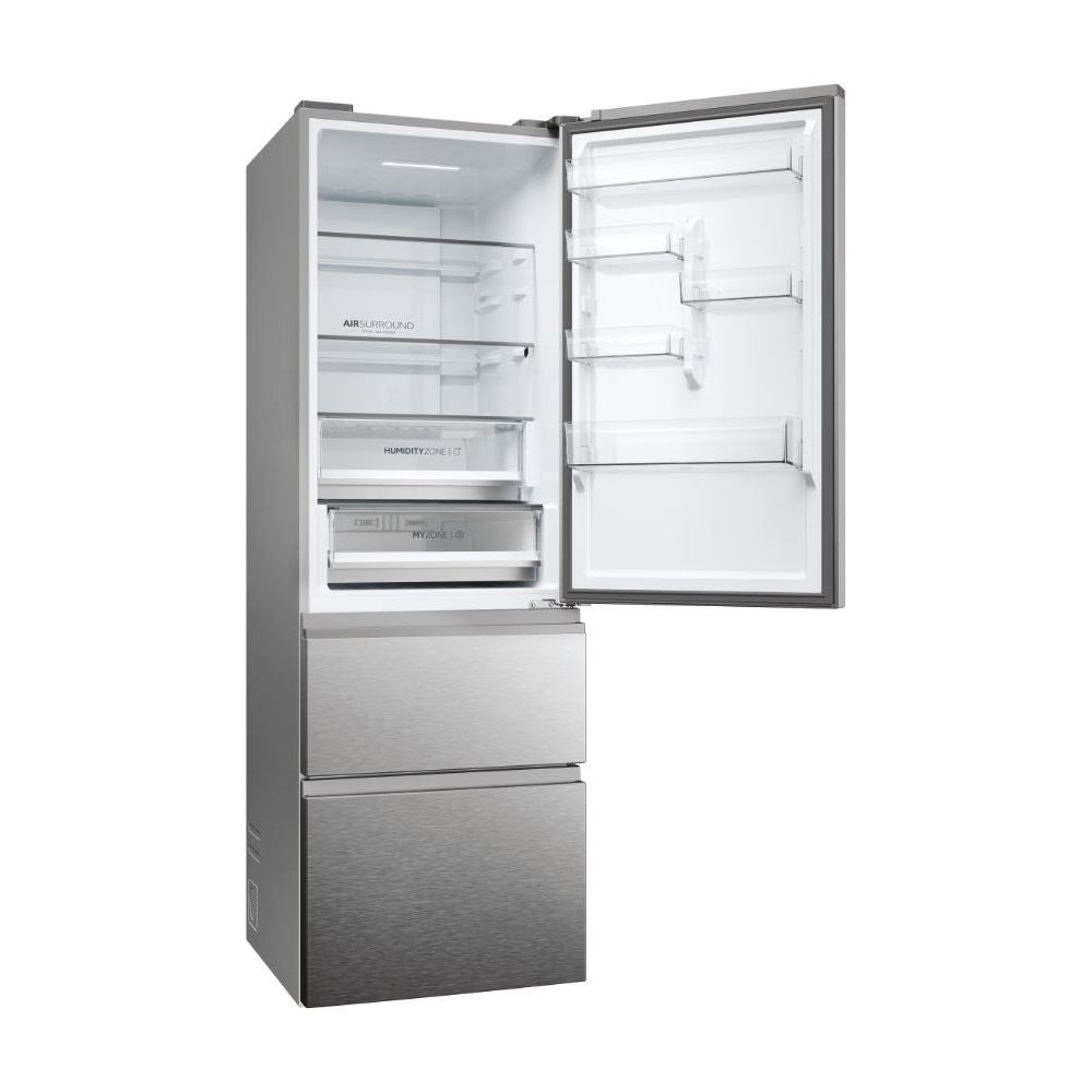 Haier 3D 60 Series 5 360L Freestanding  Fridge Freezer - Silver | HTW5618ENMG from Haier - DID Electrical