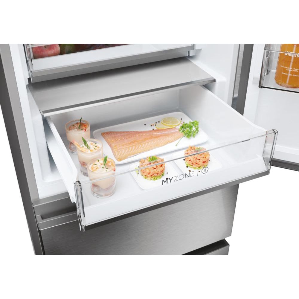 Haier 3D 60 Series 5 360L Freestanding  Fridge Freezer - Silver | HTW5618ENMG from Haier - DID Electrical