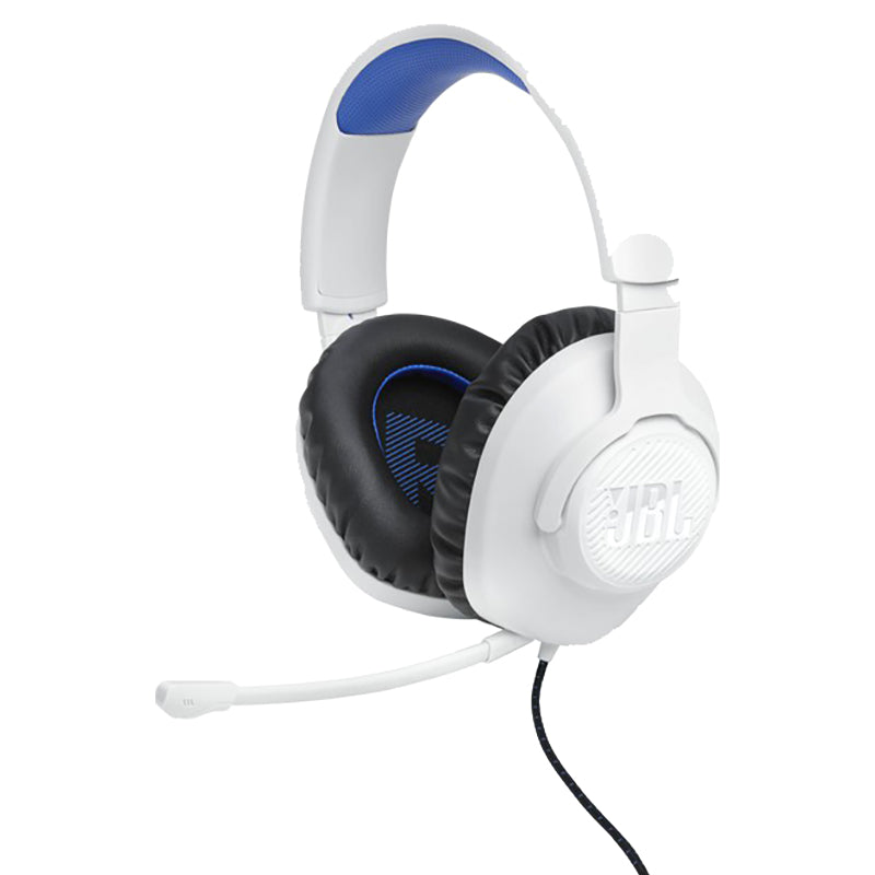 JBL Quantum 100P 40mm Driver Over-Ear Wired Gaming Headset - White &amp; Blue | JBLQ100PWHTBLU from JBL - DID Electrical