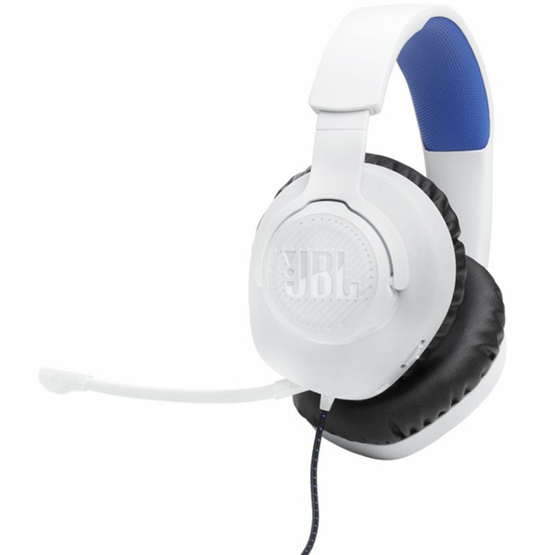 JBL Quantum 100P 40mm Driver Over-Ear Wired Gaming Headset - White&amp;Blue | JBLQ100PWHTBLU from JBL - DID Electrical