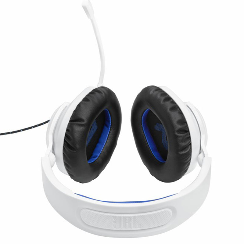 JBL Quantum 100P 40mm Driver Over-Ear Wired Gaming Headset - White &amp; Blue | JBLQ100PWHTBLU from JBL - DID Electrical