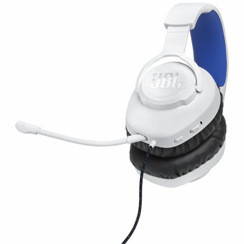 JBL Quantum 100P 40mm Driver Over-Ear Wired Gaming Headset - White &amp; Blue | JBLQ100PWHTBLU from JBL - DID Electrical