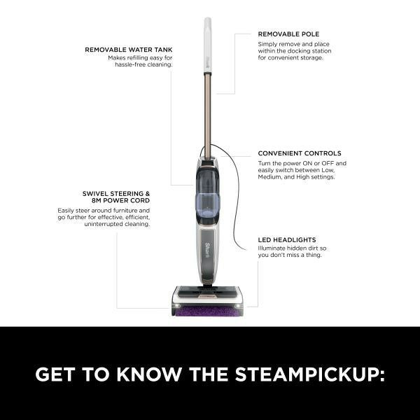 Shark SteamPickUp Bagless Hard Floor Vacuum Cleaner - White | SD200UK from Shark - DID Electrical