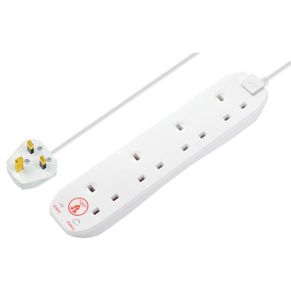 Masterplug 4 Socket Surge Protected Extension Lead - White | SRG4210N-MP from Masterplug - DID Electrical