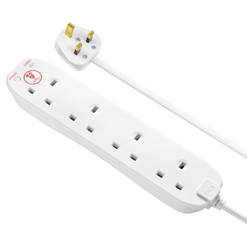 Masterplug 4 Socket Surge Protected Extension Lead - White | SRG4210N-MP from Masterplug - DID Electrical