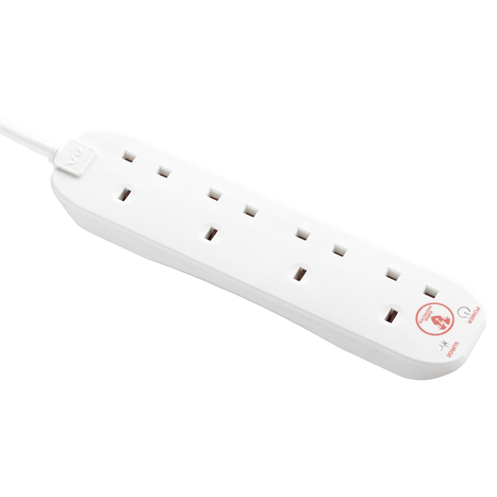 Masterplug 4 Socket Surge Protected Extension Lead - White | SRG4210N-MP from Masterplug - DID Electrical