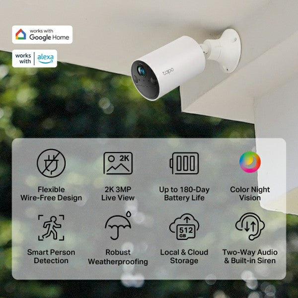 Tapo 2K Smart Indoor/Outdoor Security Camera - White | Tapo C410 from Tapo - DID Electrical