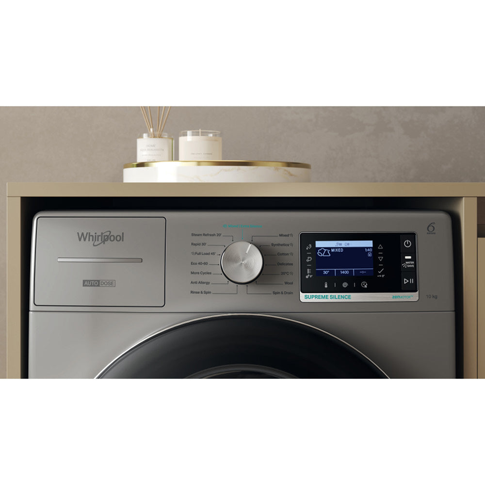 Whirlpool Supreme Silence 10KG 1400RPM Freestanding Washing Machine - Silver | W8 09ADS SILENCE UK from Whirlpool - DID Electrical