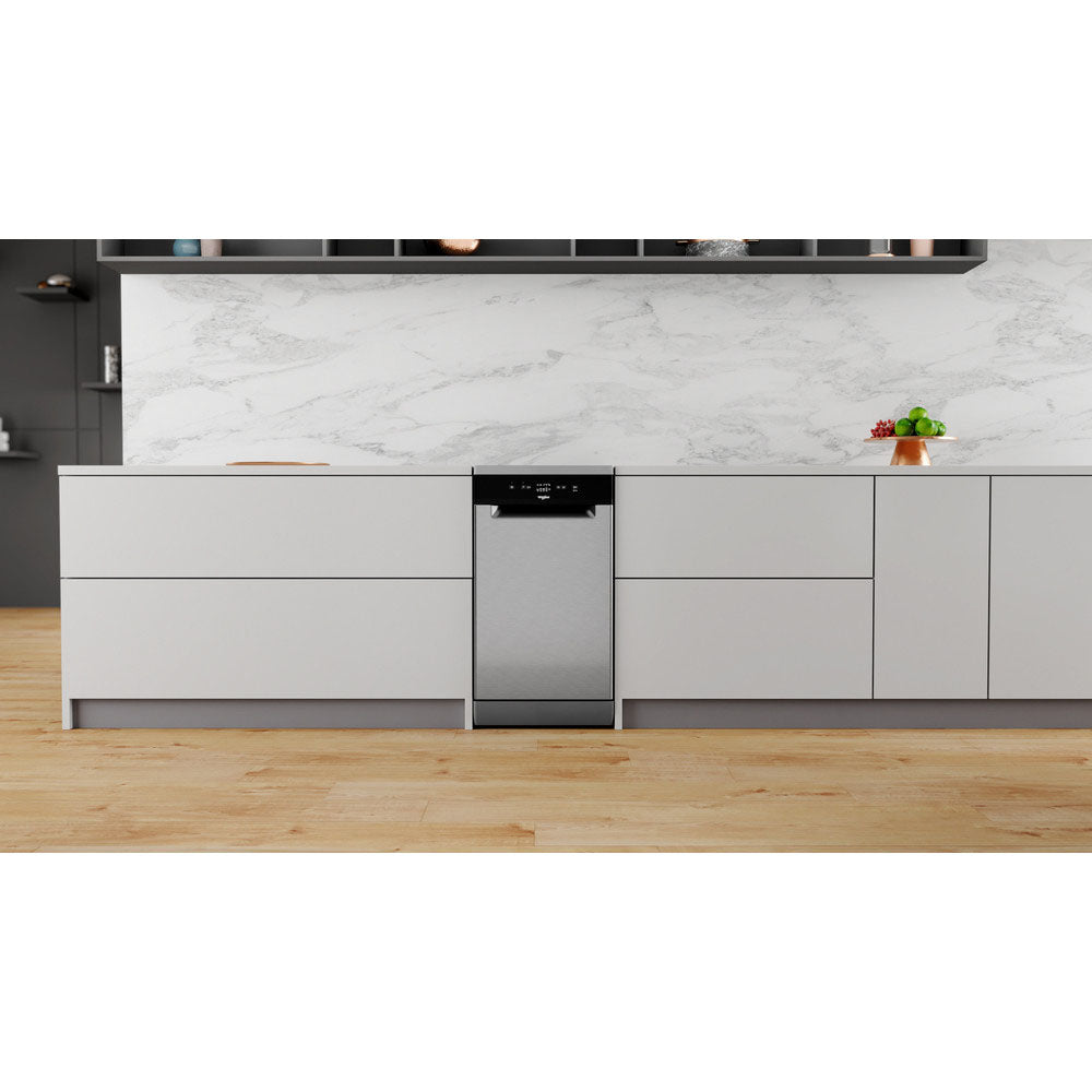 Whirlpool 45CM Freestanding Slimline Dishwasher - Inox | WF9E 2B19 X UK from Whirlpool - DID Electrical