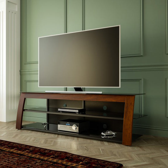 AVF Kivu 1.8M TV Stand - Walnut &amp; Black Glass | FS1800KIVW from AVF - DID Electrical