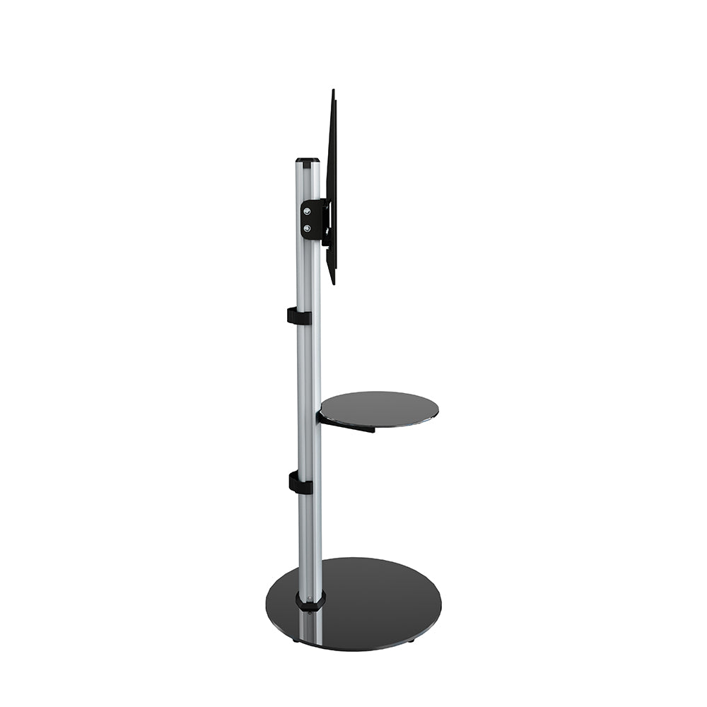 AVF Eno 60cm Oval Pedestal TV Stand with Shelf - Silver &amp; Black Glass | FSL600ENSB from AVF - DID Electrical