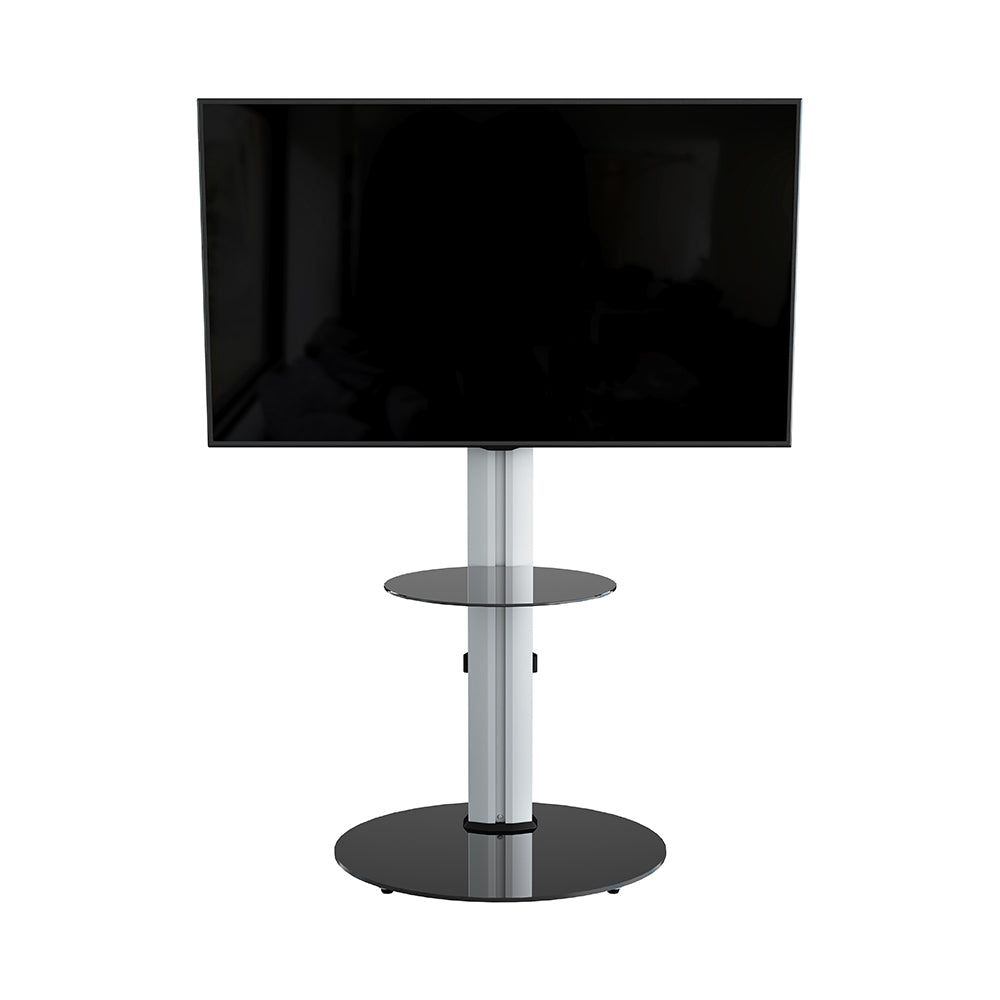 AVF Eno 60cm Oval Pedestal TV Stand with Shelf - Silver &amp; Black Glass | FSL600ENSB from AVF - DID Electrical