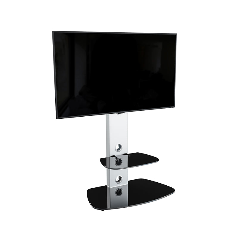 AVF Lucerne 70cm Curved Pedestal TV Stand - Silver &amp; Black Glass | FSL700LUCS from AVF - DID Electrical