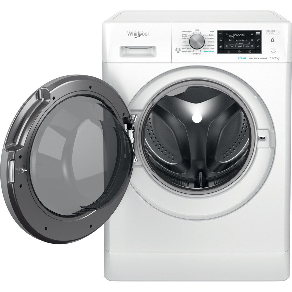 Whirlpool 11KG/7KG 1351 Spin Freestanding Washer Dryer - White | FWDD1174269BSVUK from Whirlpool - DID Electrical