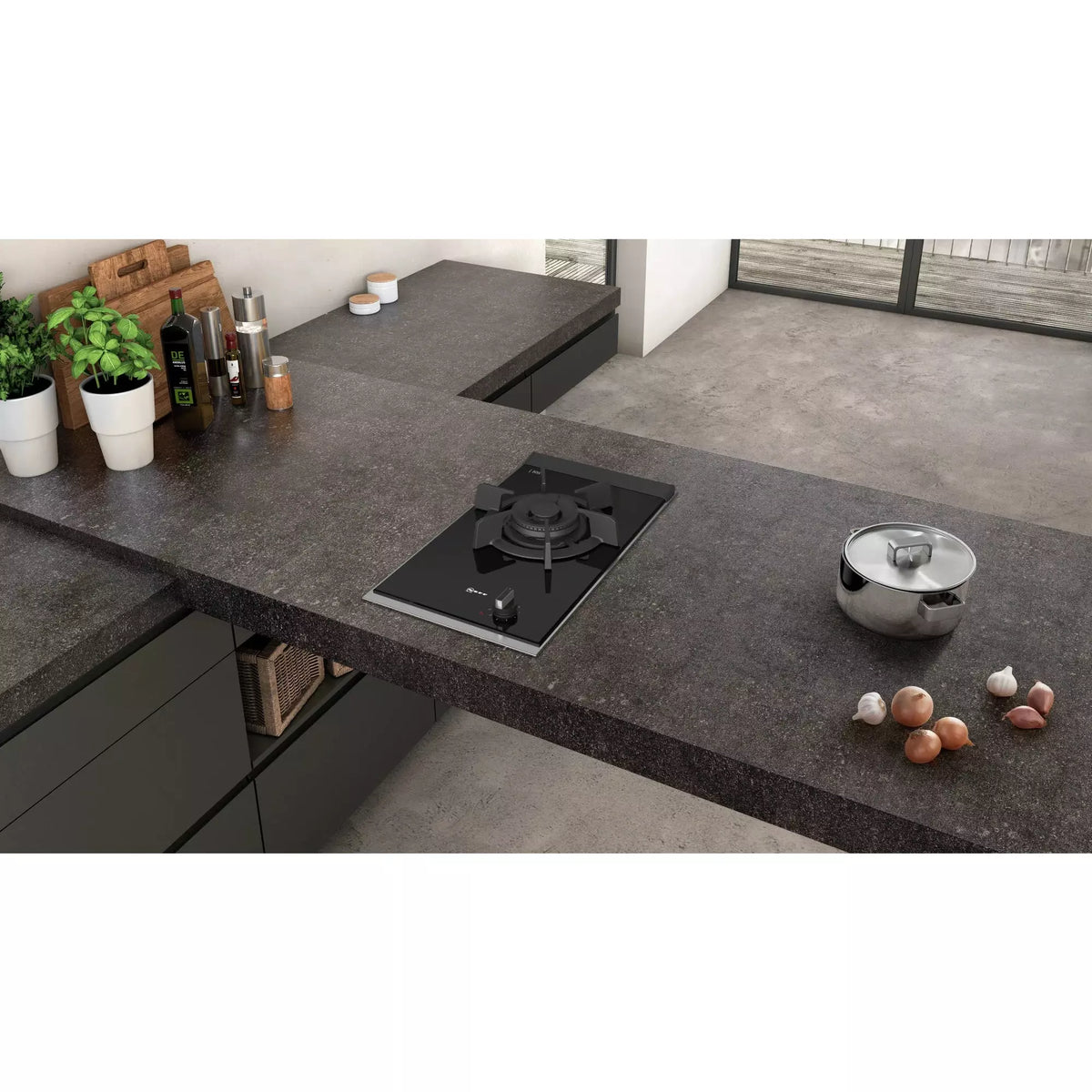 Neff N 90 Domino 30CM Built-In Gas Hob - Black &amp; Stainless Steel | N23TA19N0 from Neff - DID Electrical