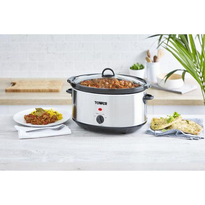 Tower 6.5L Slow Cooker - Stainless Steel | T16040 (7256692949180)