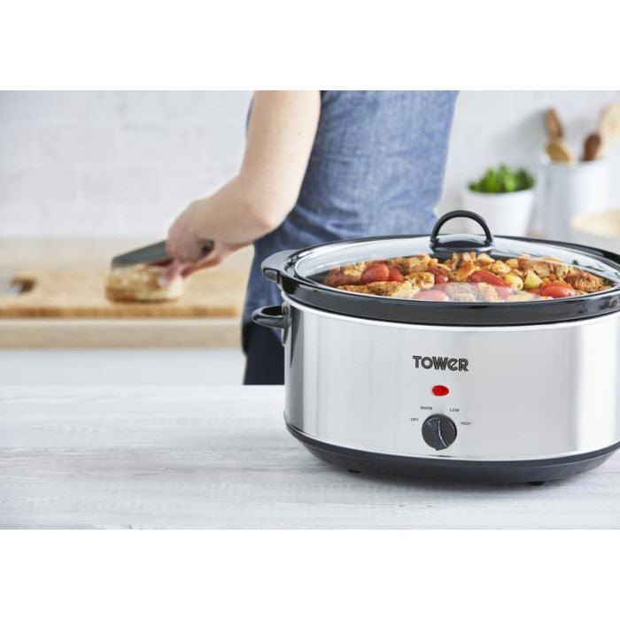 Tower 6.5L Slow Cooker - Stainless Steel | T16040 (7256692949180)