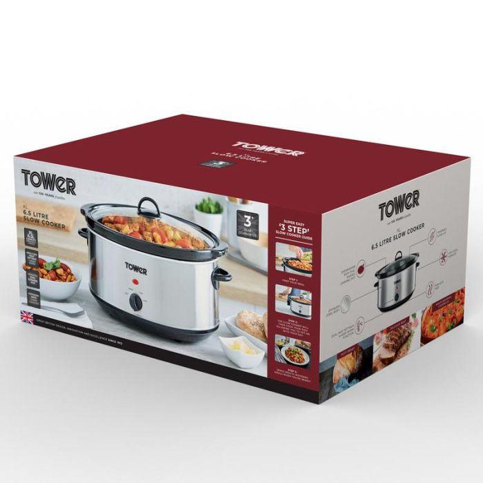 Tower 6.5L Slow Cooker - Stainless Steel | T16040 (7256692949180)